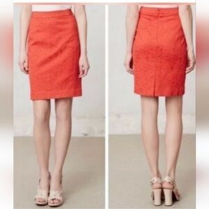 Anthropologie Vanessa Virginia Orange Textured Lined Skirt Size 4